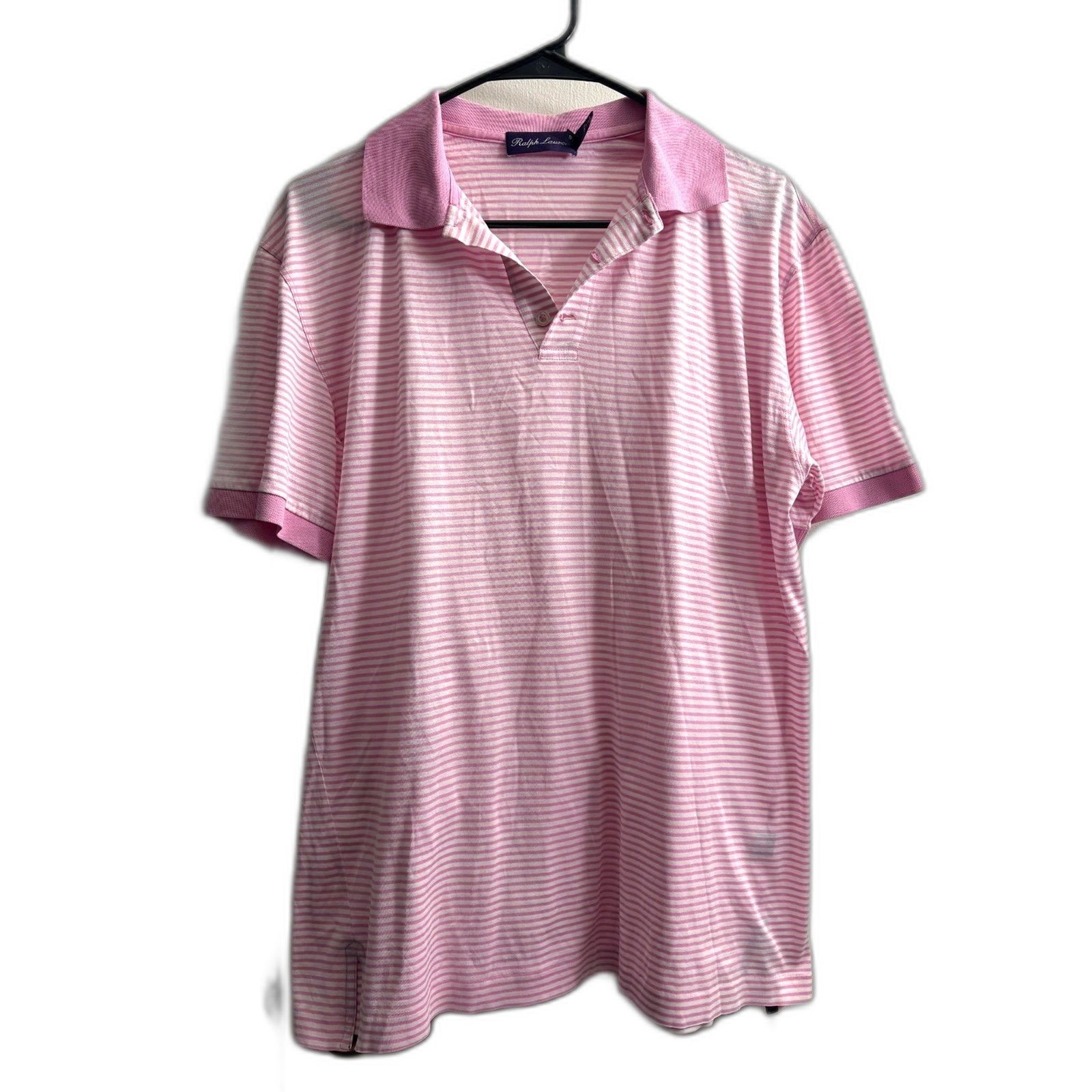 Men’s Ralph Lauren Purple Label Polo White and Pink Stripe Size S 100% Cotton