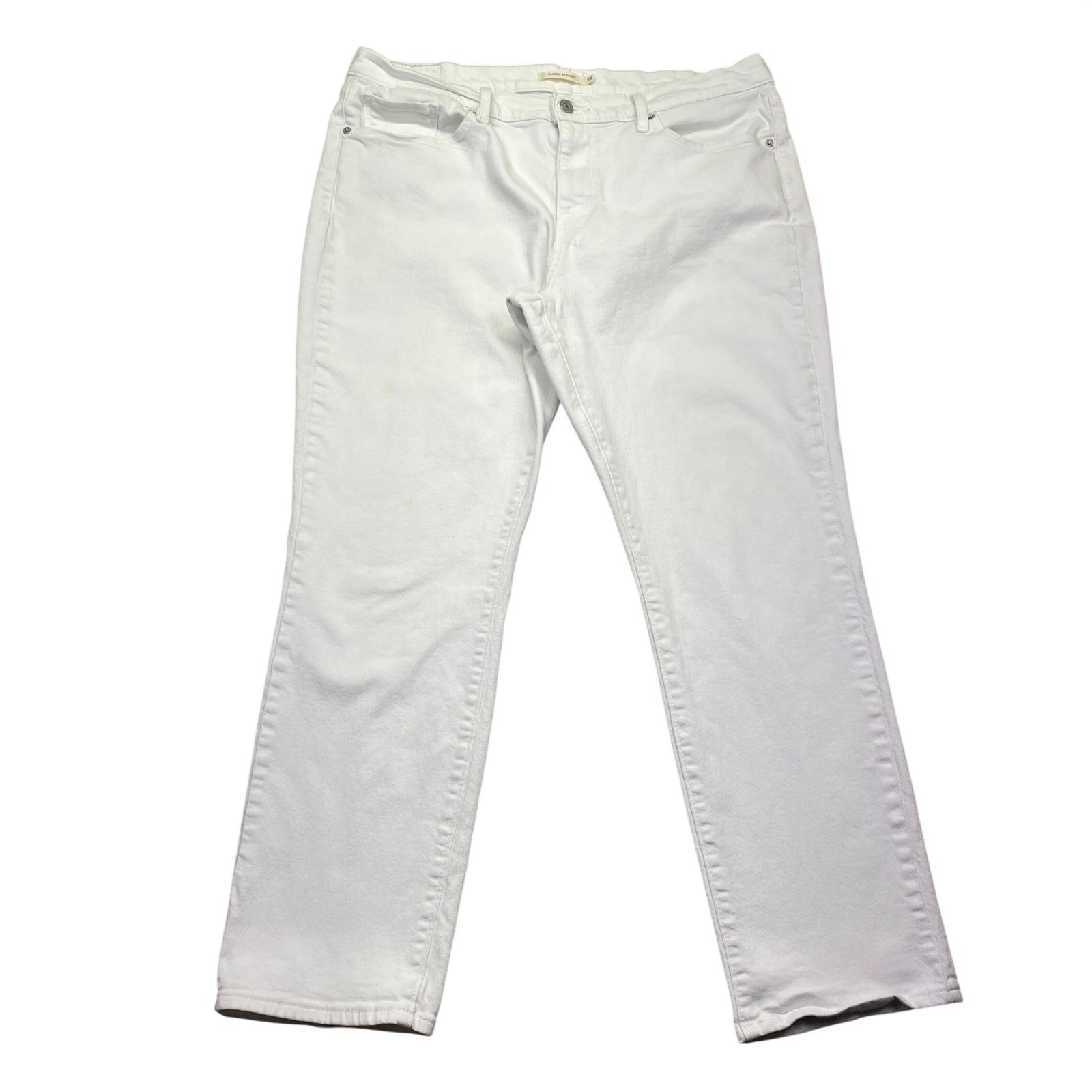 Levis Classic Straight Leg White Jeans Womens Size 34 Grunge Preppy Retro