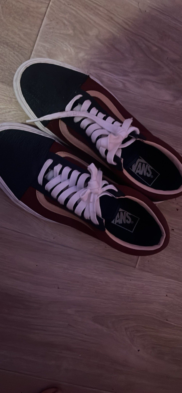 VANS Old Skool Men’s Low Top Lace-Up Colorblock Sneakers Black White Brown