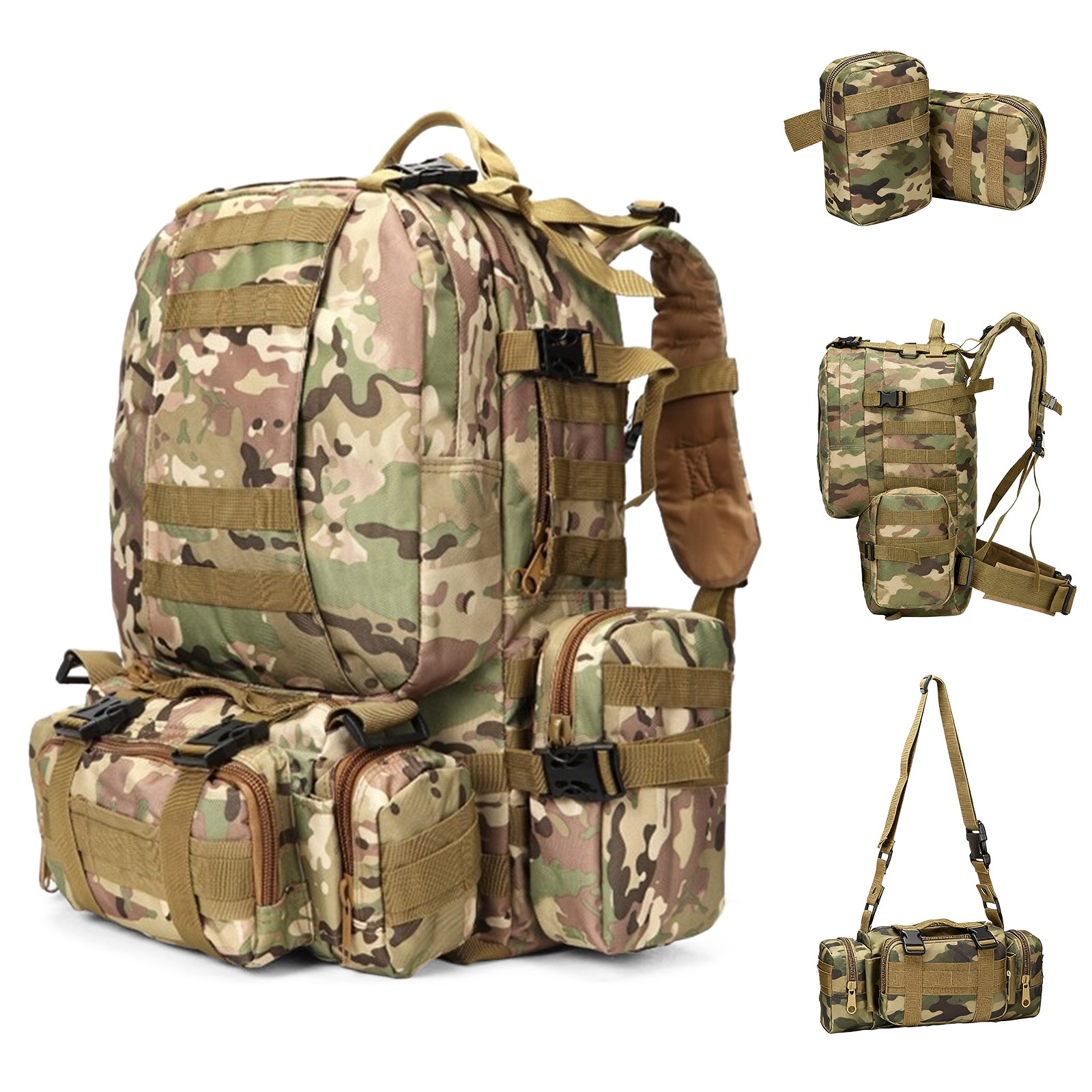 75L Military Tactical Backpacks Large Rucksack Outdoor Hiking Camping Travel Bag