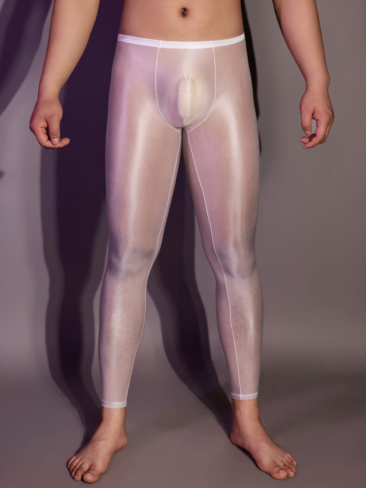 Men Glossy Long Trousers Stretch Tight Gothic Leggings Shiny Latex Leather Pant