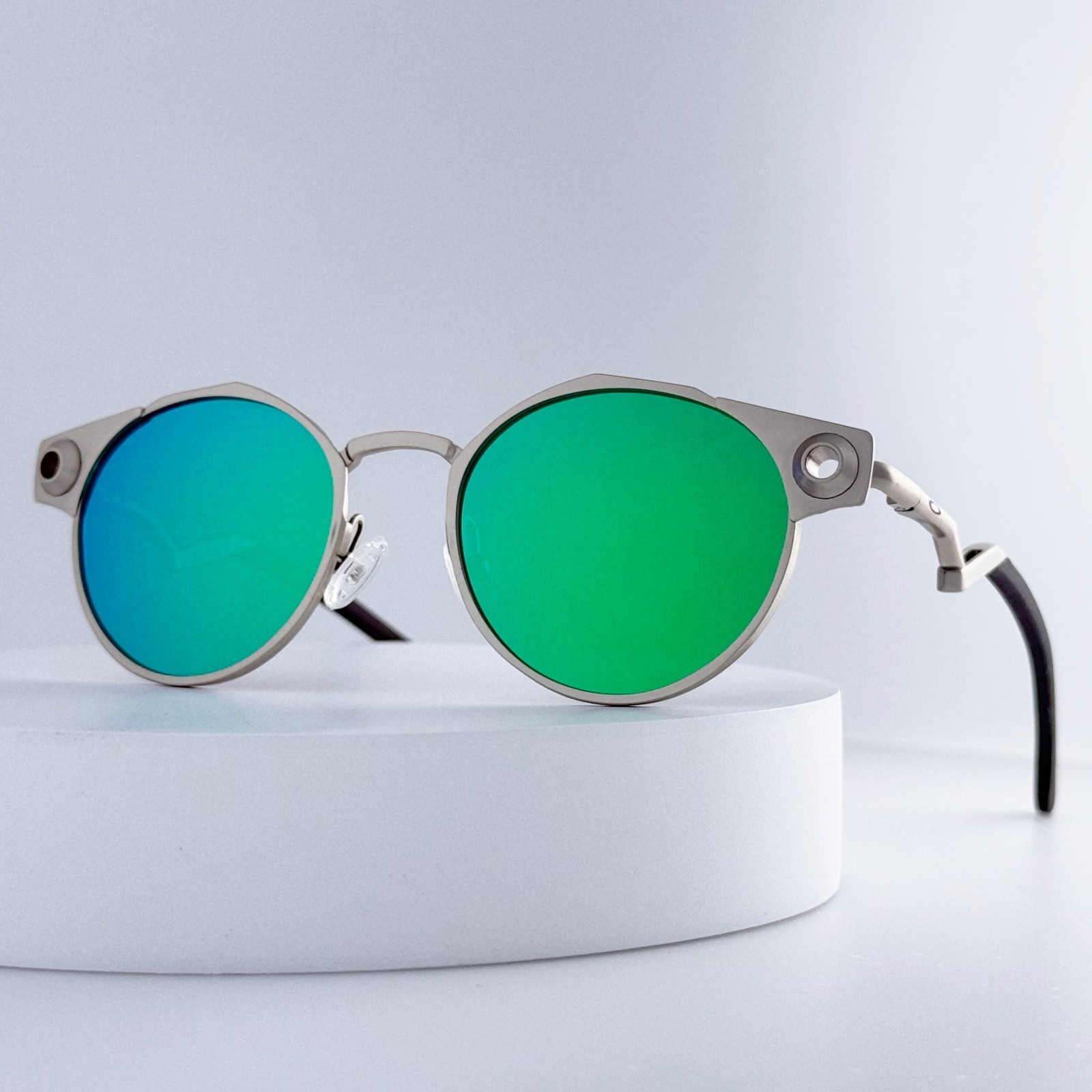 Oakley Deadbolt OO6046 Satin Chrome Jade Lens Titanium Sunglasses