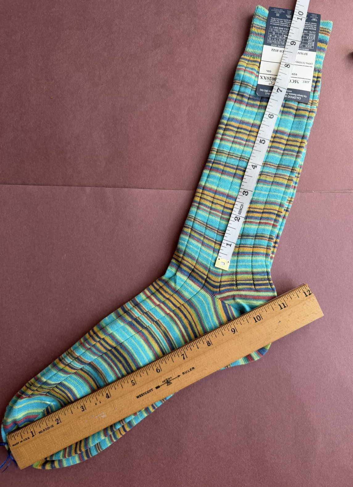 Spring/Summer 2022 Men’s Bresciani Socks NWT Cotton Multi Colored Stripe