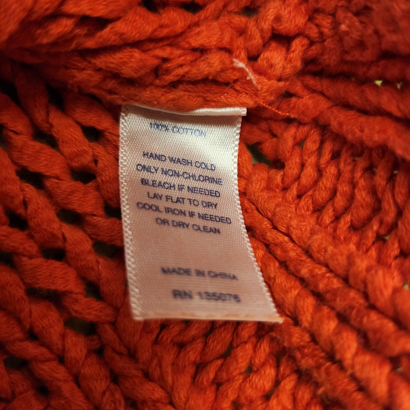 C Wonder Open Weave Knit Long Sleeve Sweater Orange Women’s XS
