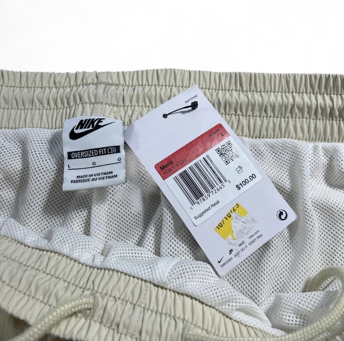 Nike Men’s Oversized Colorblock Jogger Pants Beige/White/Brown Size L