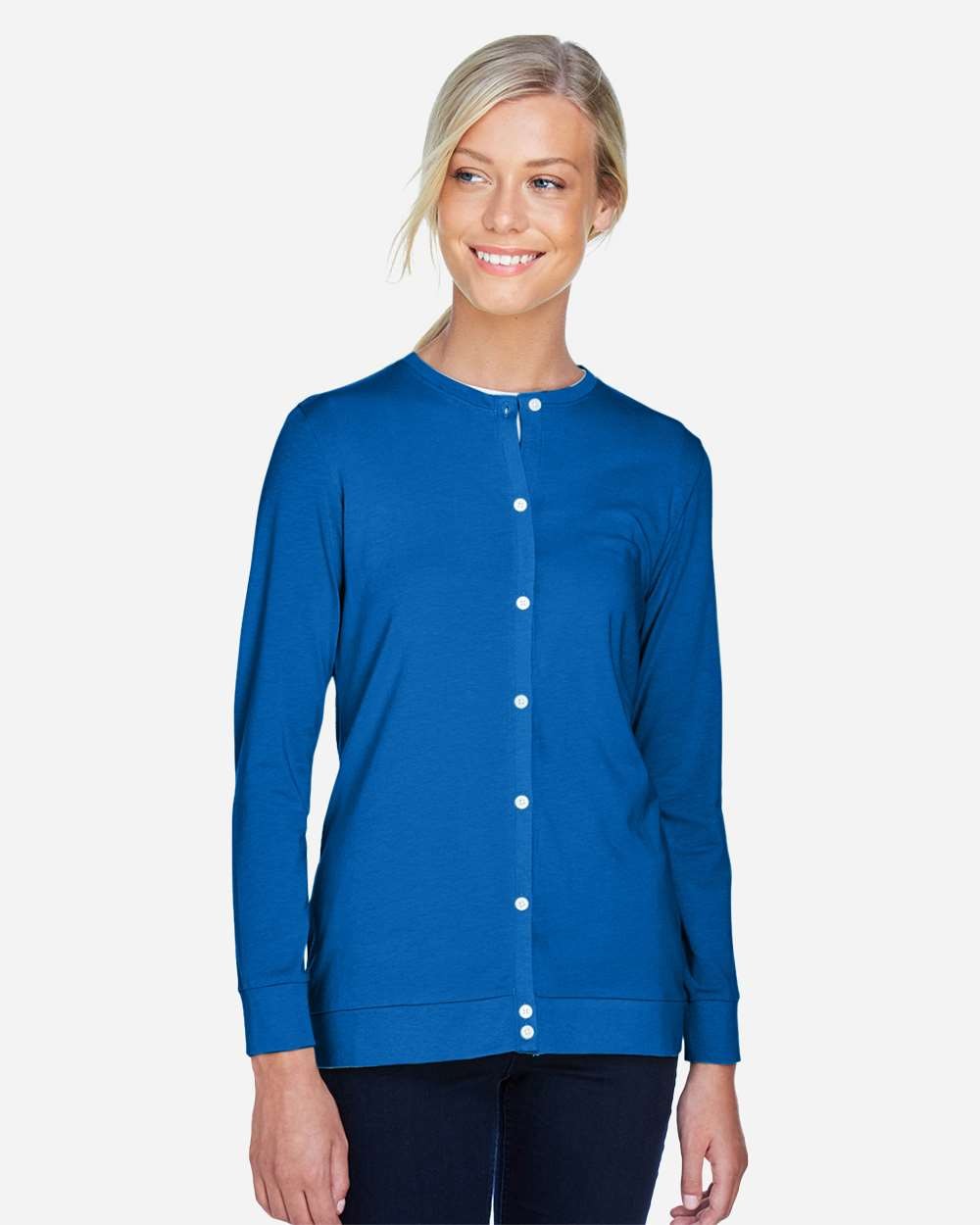 🔥 Devon & Jones Women Perfect Fit Ribbon Cardigan Shirt Up To 3XL DP181W