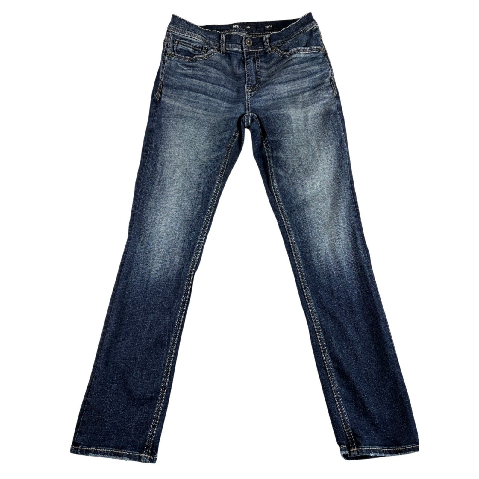 BKE Alec Straight Jeans Mens 32×32 Blue Denim Dark Wash Stretch Rugged Workwear