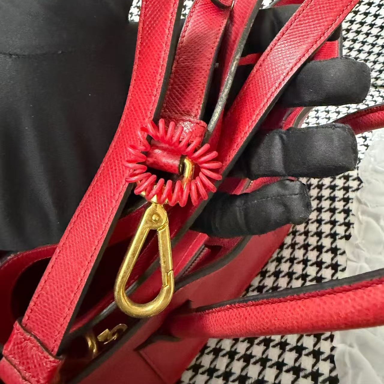 Prada Rosso Red Medium Saffiano Leather Front Pocket Tote Bag