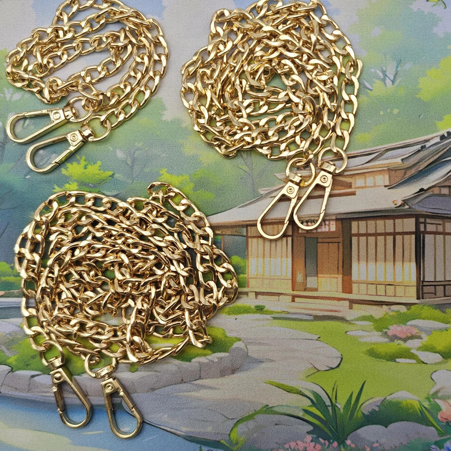 3 Pack Gold Metal Chains for Purse Strap Wallet Bag Chain Replacement (16″,36″,4