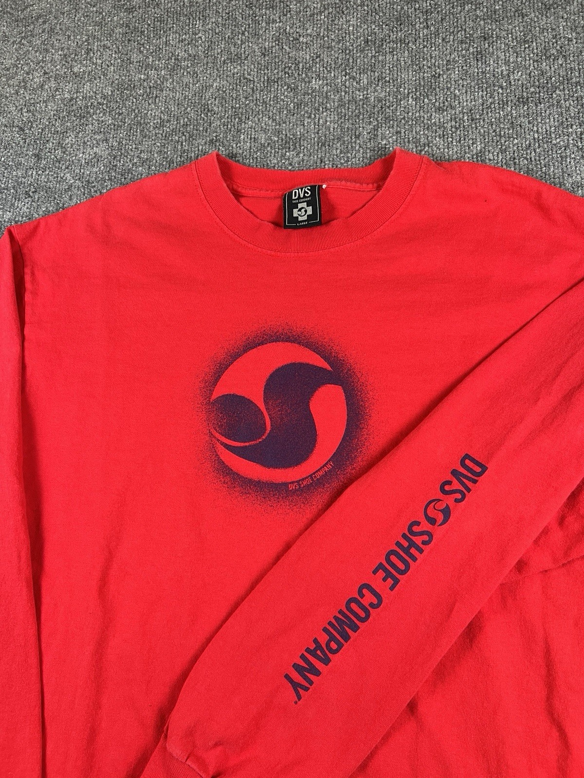 Vintage DVS Shoe Company Shirt Mens L Red Long Sleeve Hit Skate MADE IN USA 90s