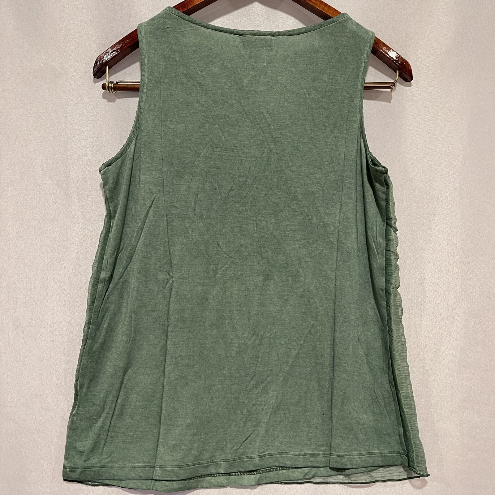 Curations Embroidered Lace Tank Top Green Layered Floral Romantic XS