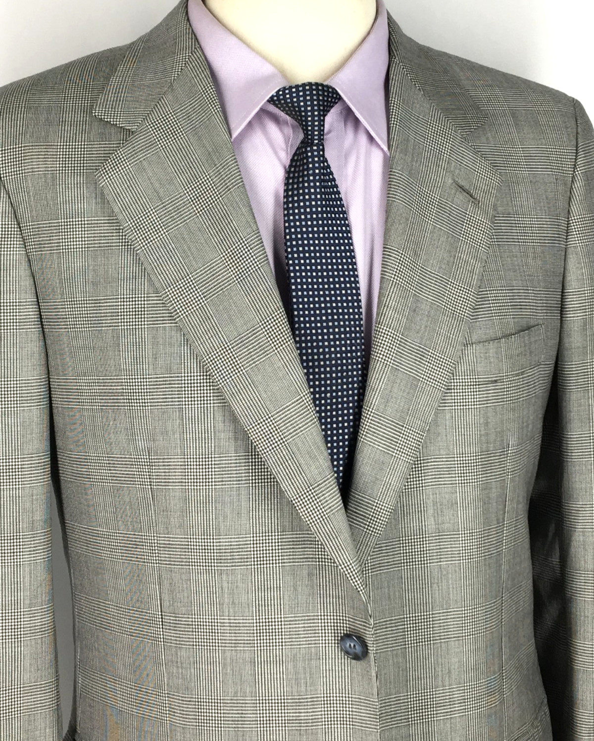 40R Brioni Italy Mens 2 Button 100% Wool Blazer Sport Coat Gray Glen Check