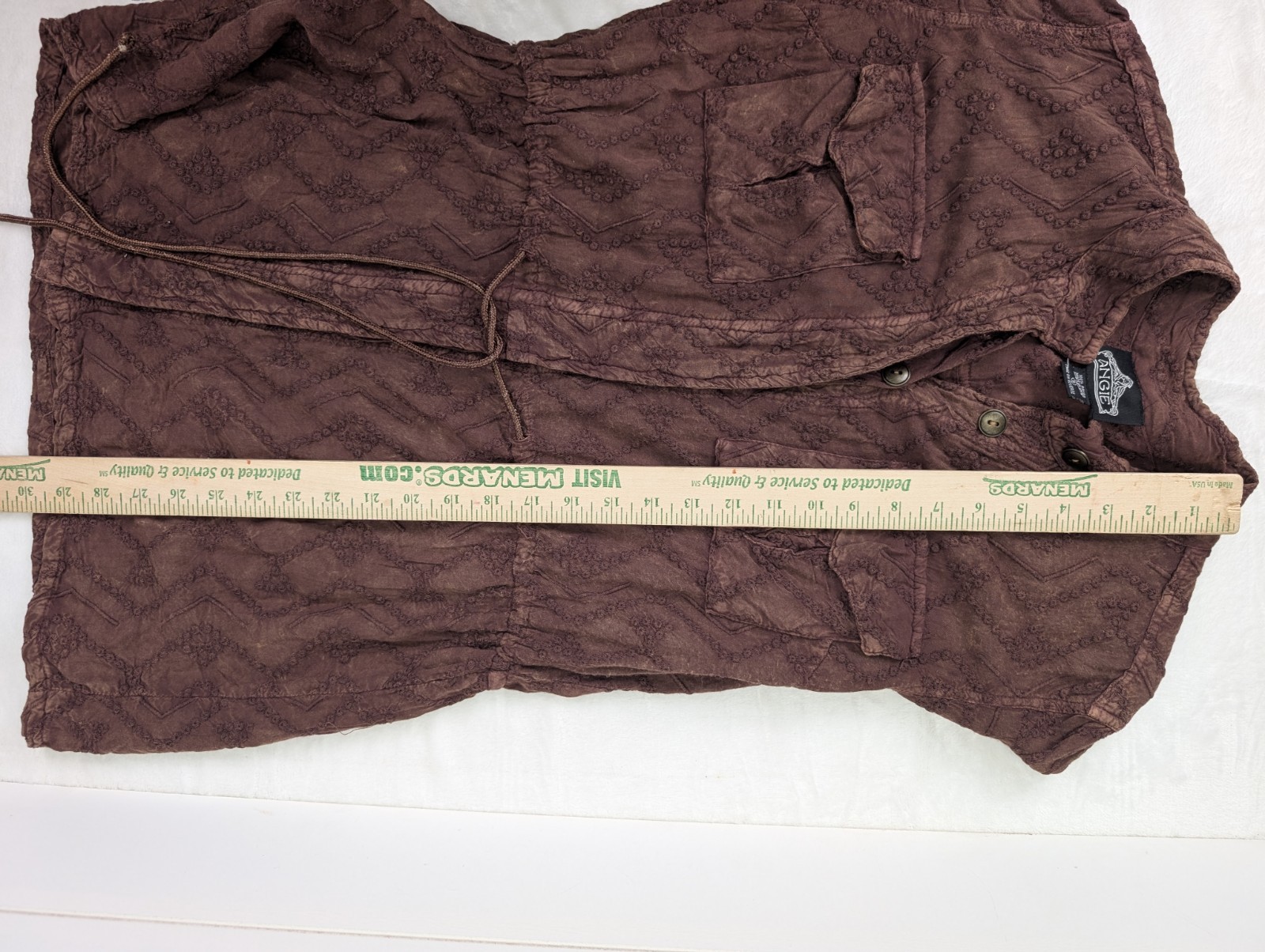 Angie Embroidered Utility Jacket Women Small Brown Boho Goblin Gremlin Grunge
