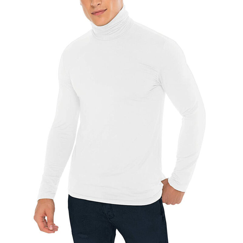 Men Mock Turtleneck T-Shirt Long Sleeve Pullover Seamless Undershirt Basic Tops