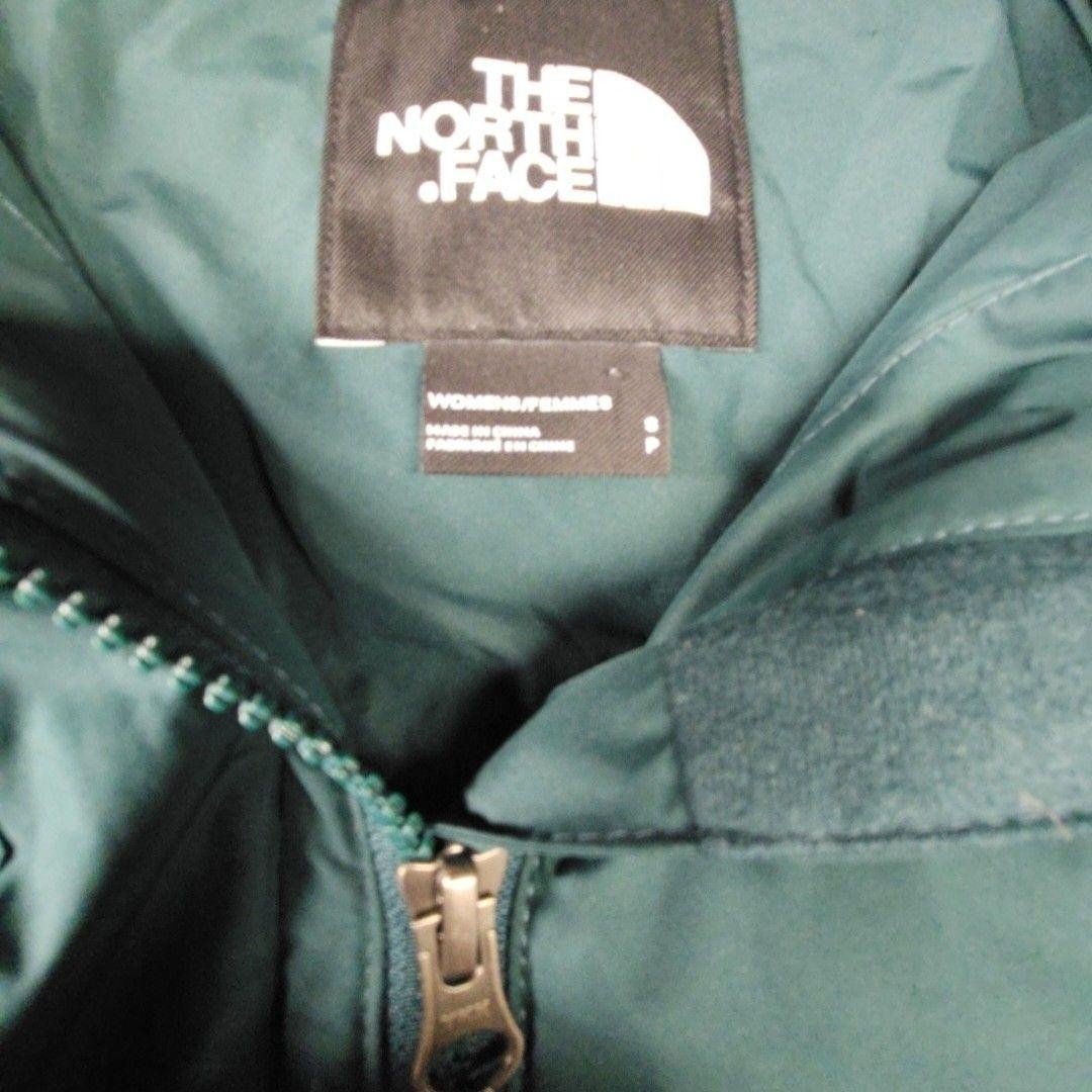 The North Face Puffer Jacket Womens Size S Green Hooded Faux Fur Trim Insulated