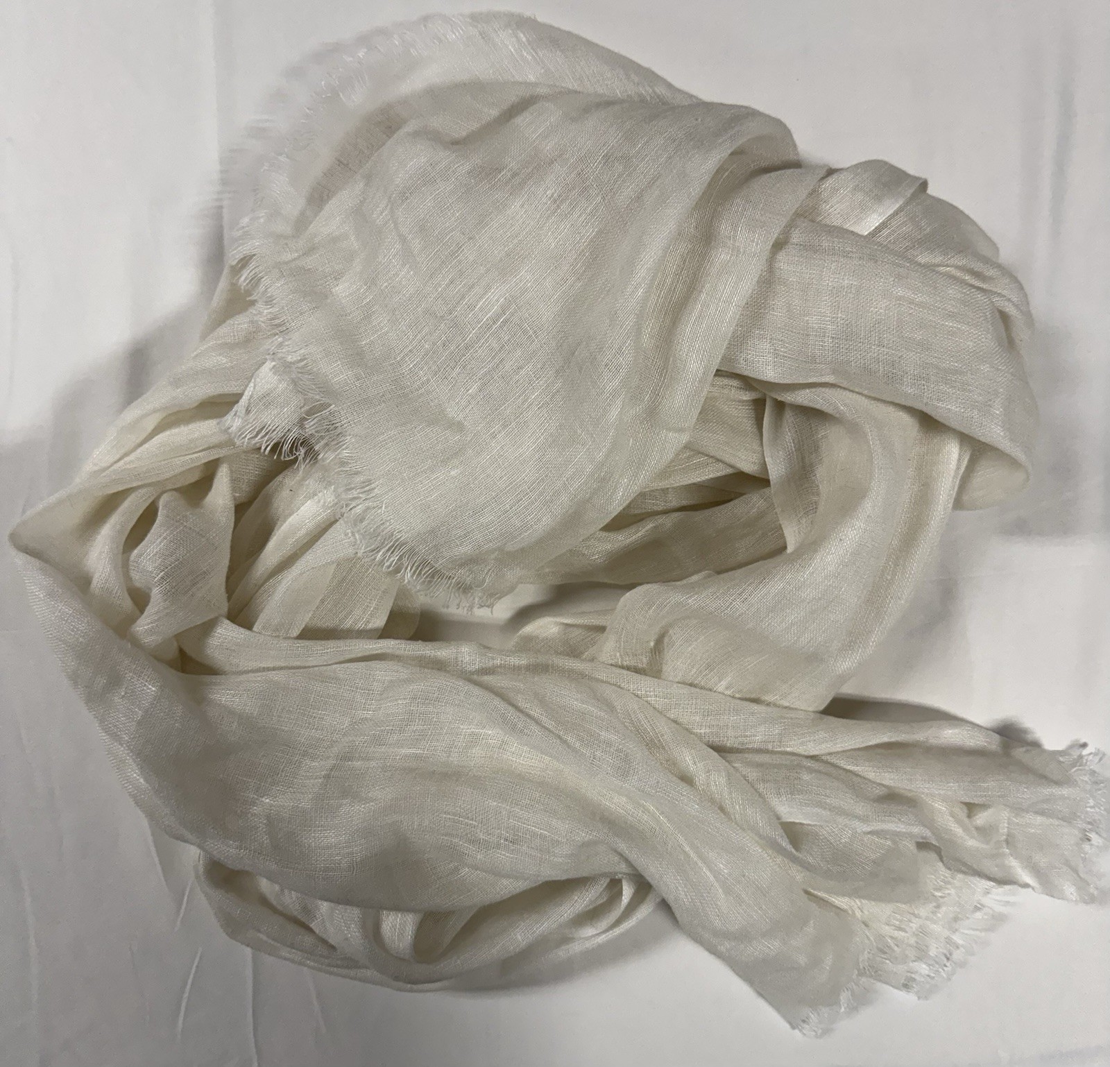 Quince Lightweight Linen Silk Cashmere Scarf Ivory 28×79 One Size