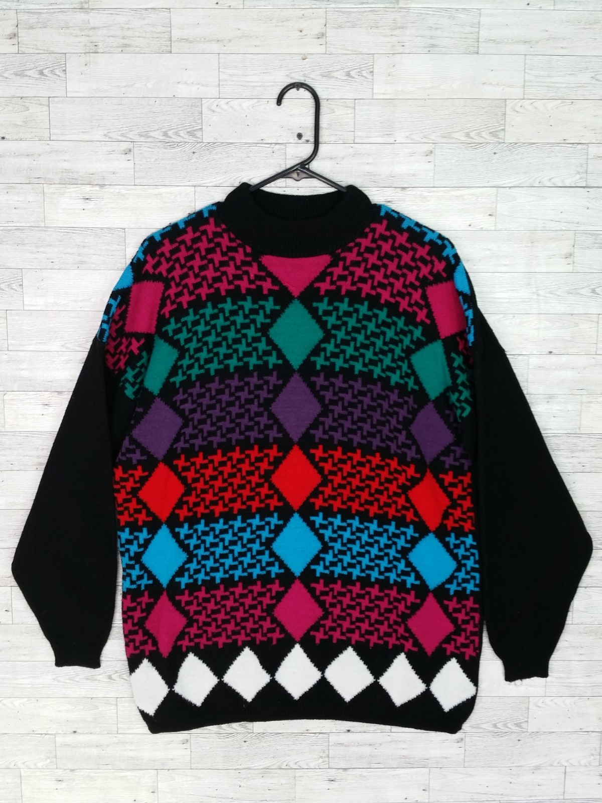 Vintage Men’s American Pride Sweater USA Made Acrylic Blend 80s 90s Argyle