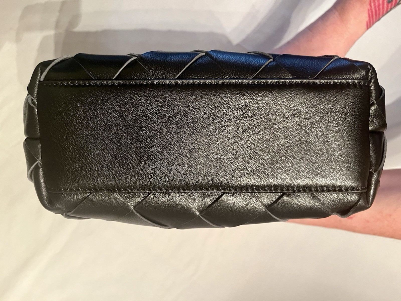 The Sam Edelman Black Cleo Mini/small Woven Belt Buckle Top Handle w/ Strap EUC