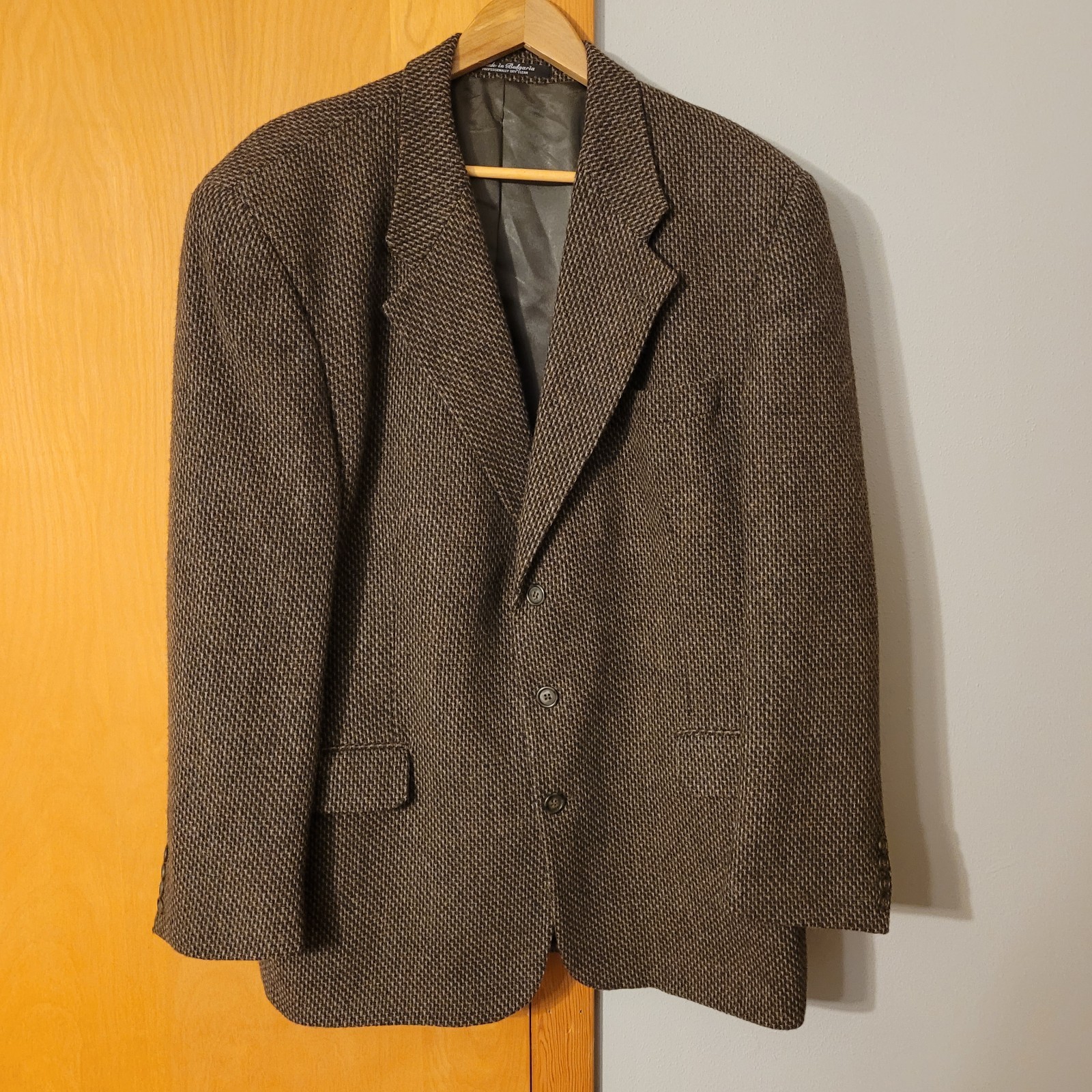 Yorkshire & Hill 46L Brown Tweed Wool Sport Coat Herringbone