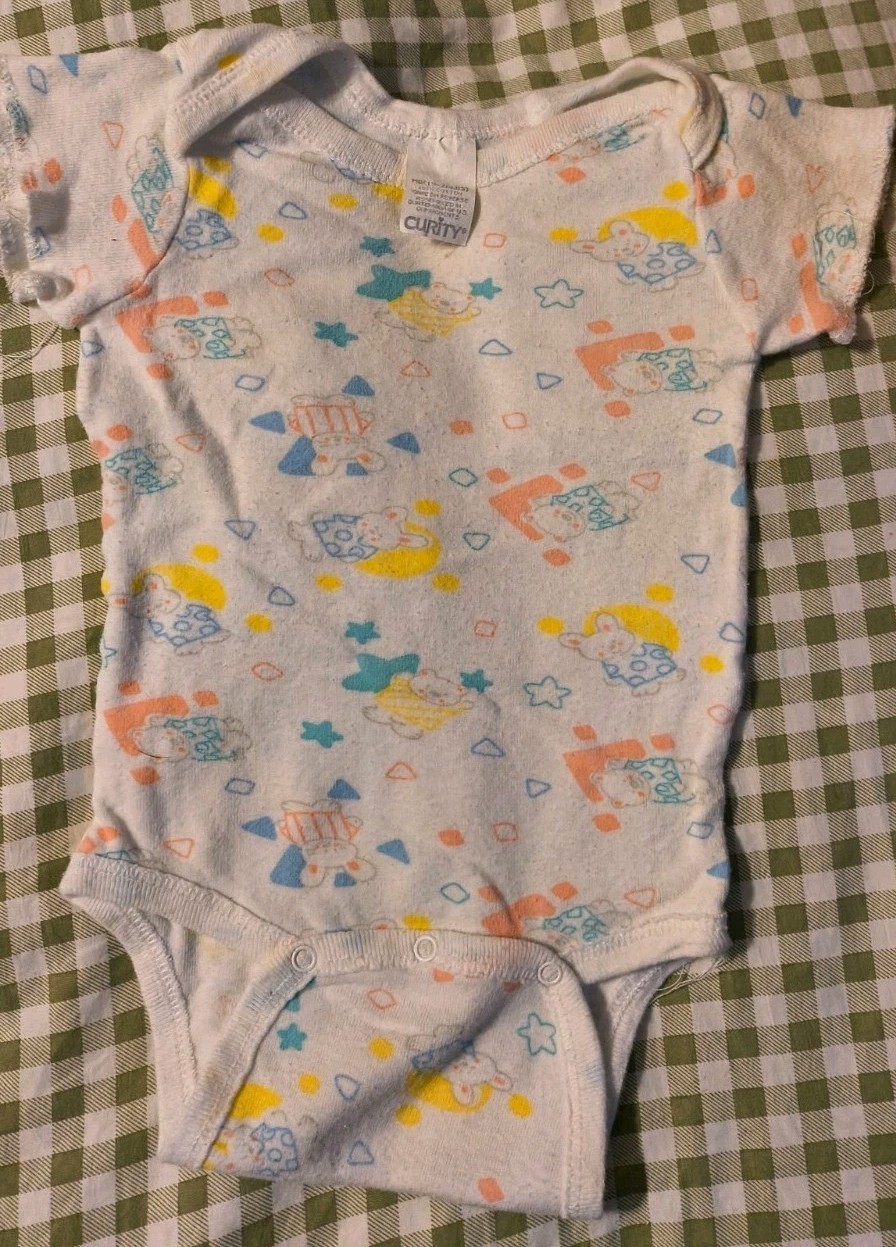 Curity, Royal Heir 3pc Baby Bodysuits. Blue/White Cotton Knit Animal Print Snap
