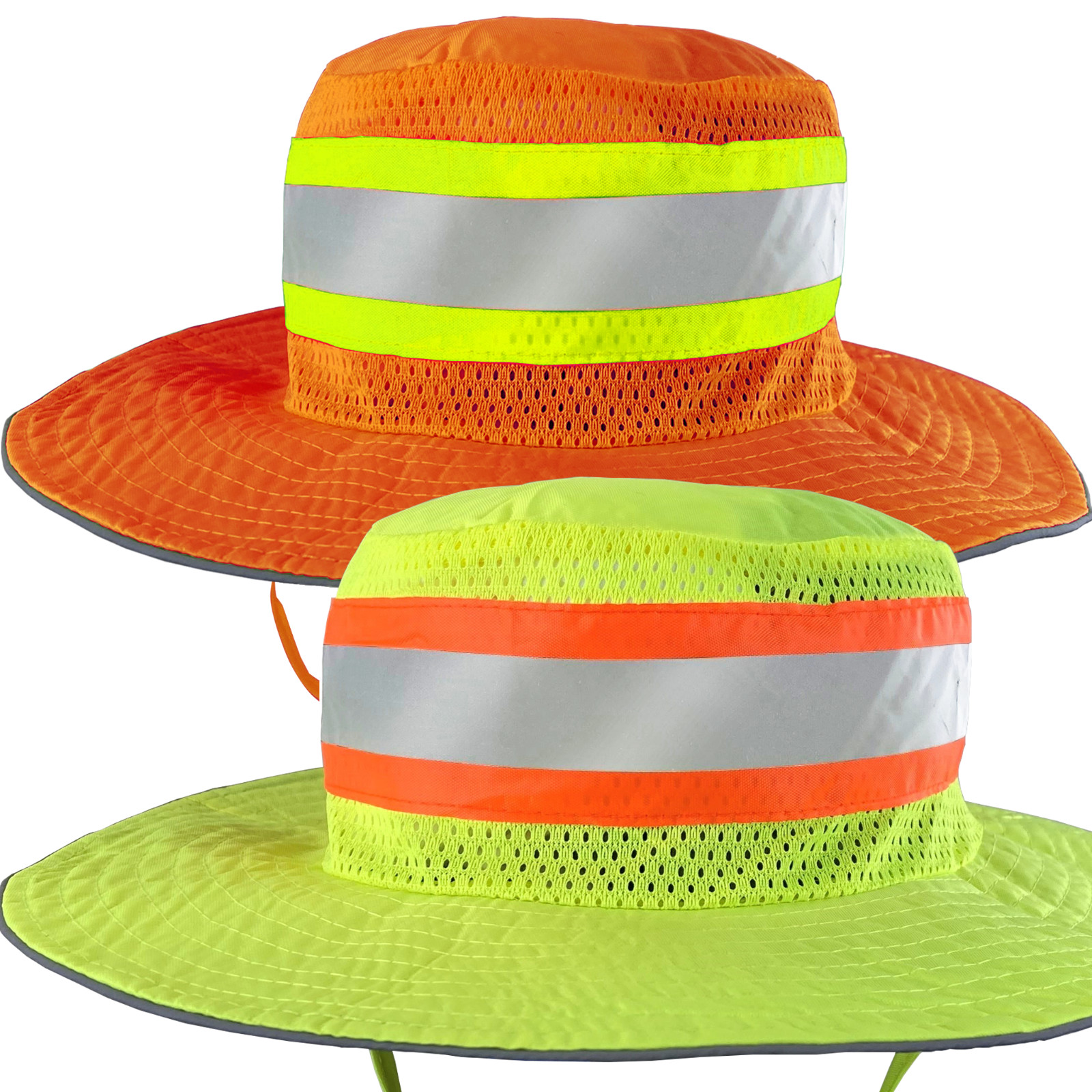 Orange lime Construction Hat Ventilated Reflective Safety Boonie Jorestech
