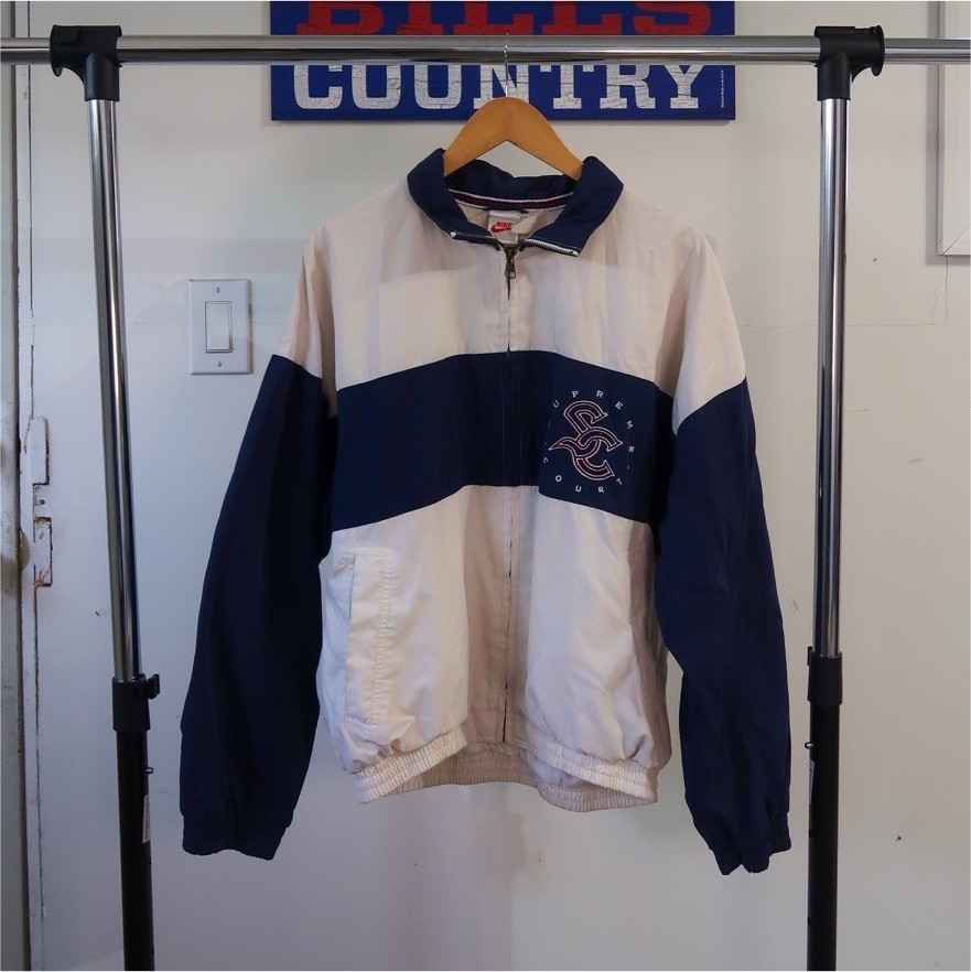 Nike Vintage Supreme Court SC Zip Up Jacket White Navy Colorblock Warm Up