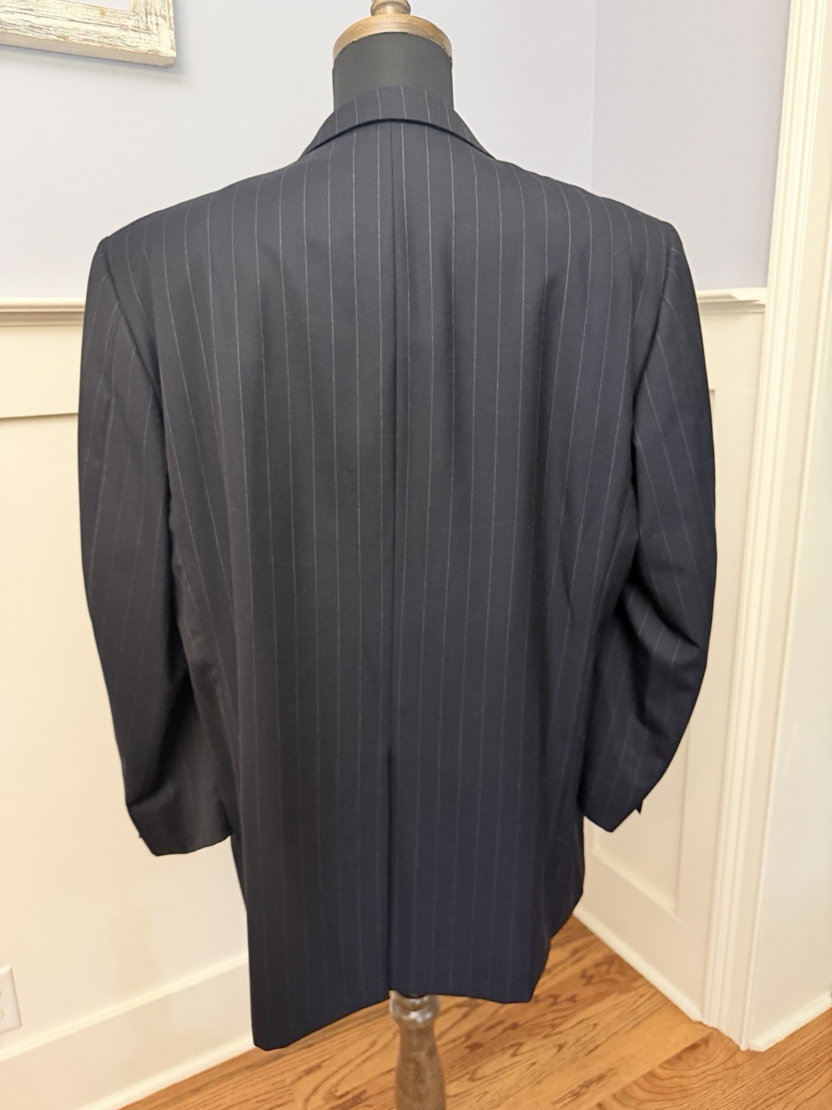 Hickey Freeman Loro Piana Men’s Madison Navy Pinstripe Sportcoat Wool Size 48L