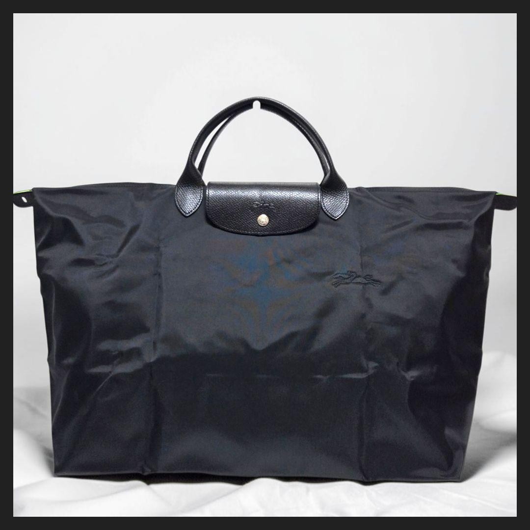 Longchamp Pliage L Tote Bag Black, W17-22.4 x H13.8 x D8.7 in, Used
