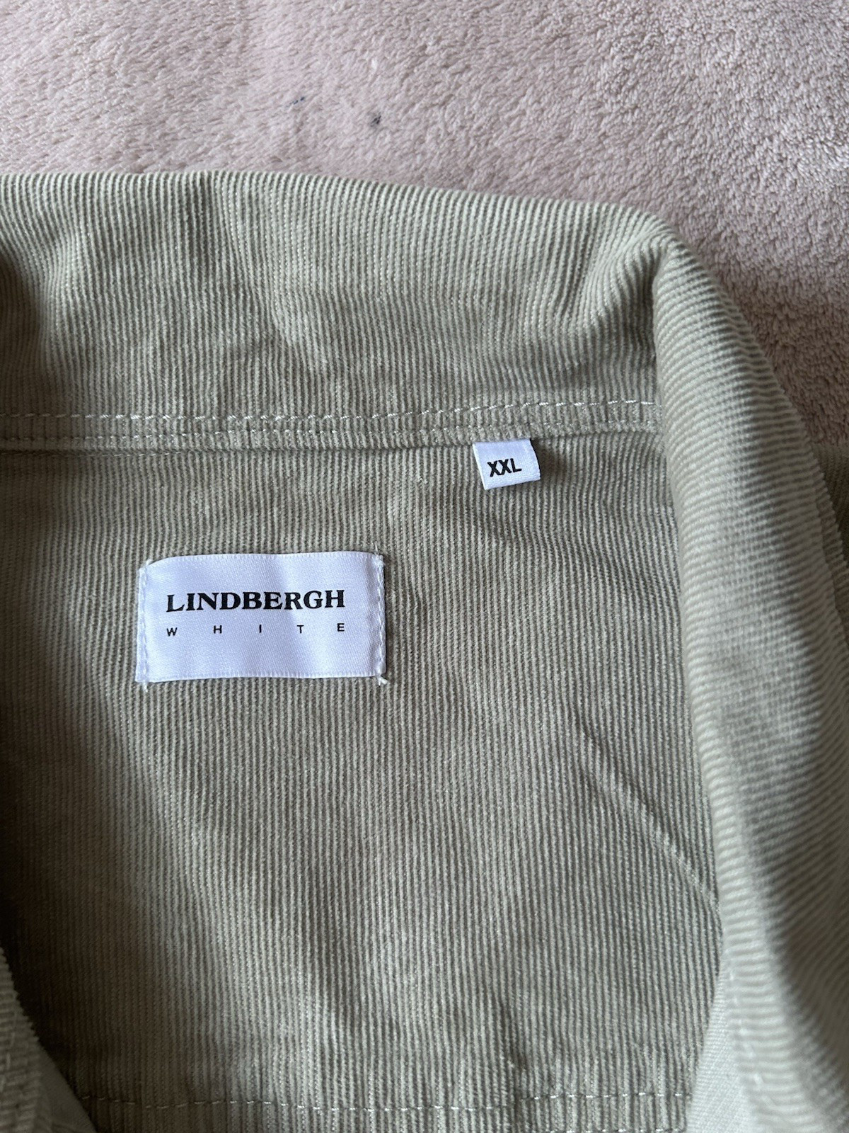 Lindbergh Men’s Ecru Corduroy Stretch Fabric Size XXL Front Pockets Jacket (B2)