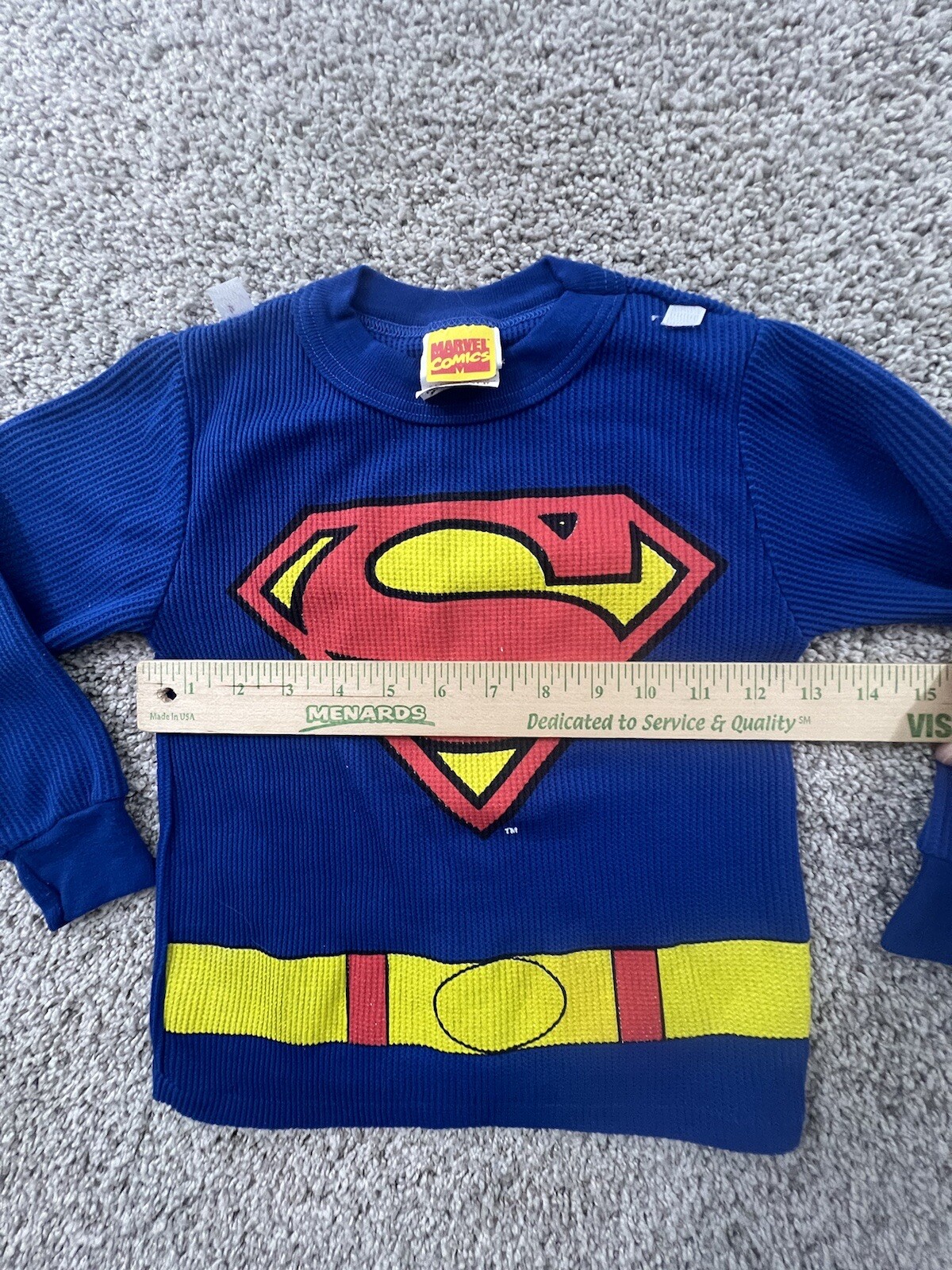 Vintage 1997 Superman T-Shirt Blue Red Superhero DC Kids Size 6