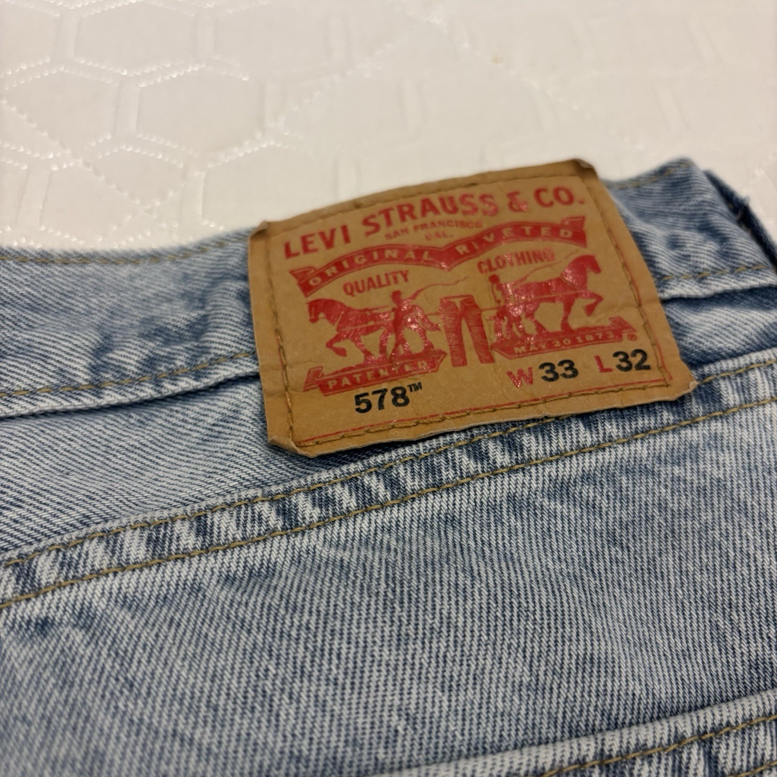 Levi’s Men’s 578 Series Light Wash Blue Wide-Leg Denim Jeans Regular Fit