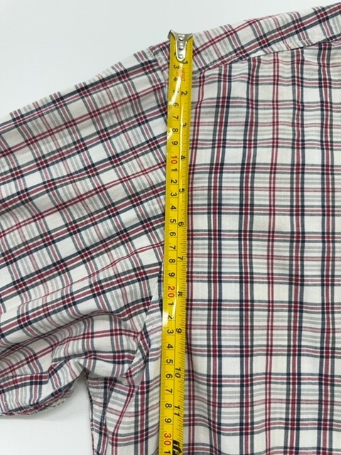 Estabished Men Red White Blue Plaid Button-Down Shirt XL Vintage Pocket