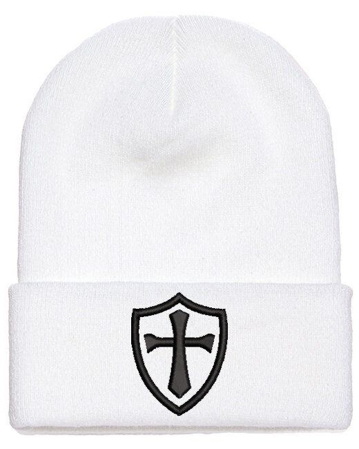 Crusader Cross Military Logo Embroidered Beanie with or without Cuff