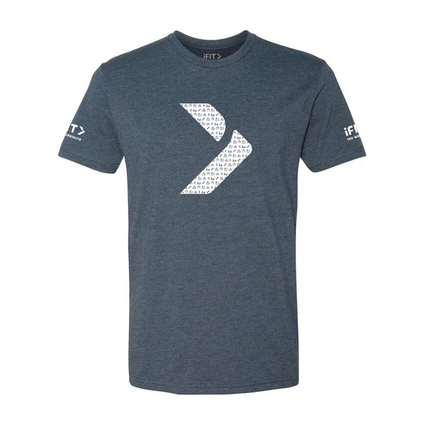 iFit T-shirt Unisex/Men’s Midnight Blue 100 Workout Milestone Cotton/Polyester