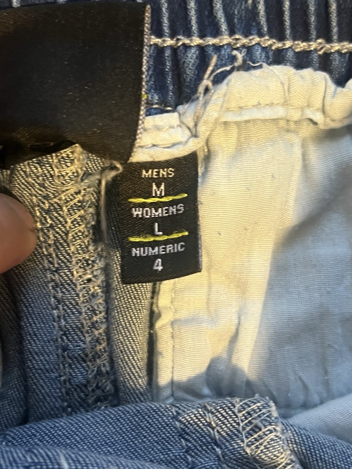 WeSC Men’s Blue Denim Regular Fit Cargo Pants Drawstring Elastic Waist M