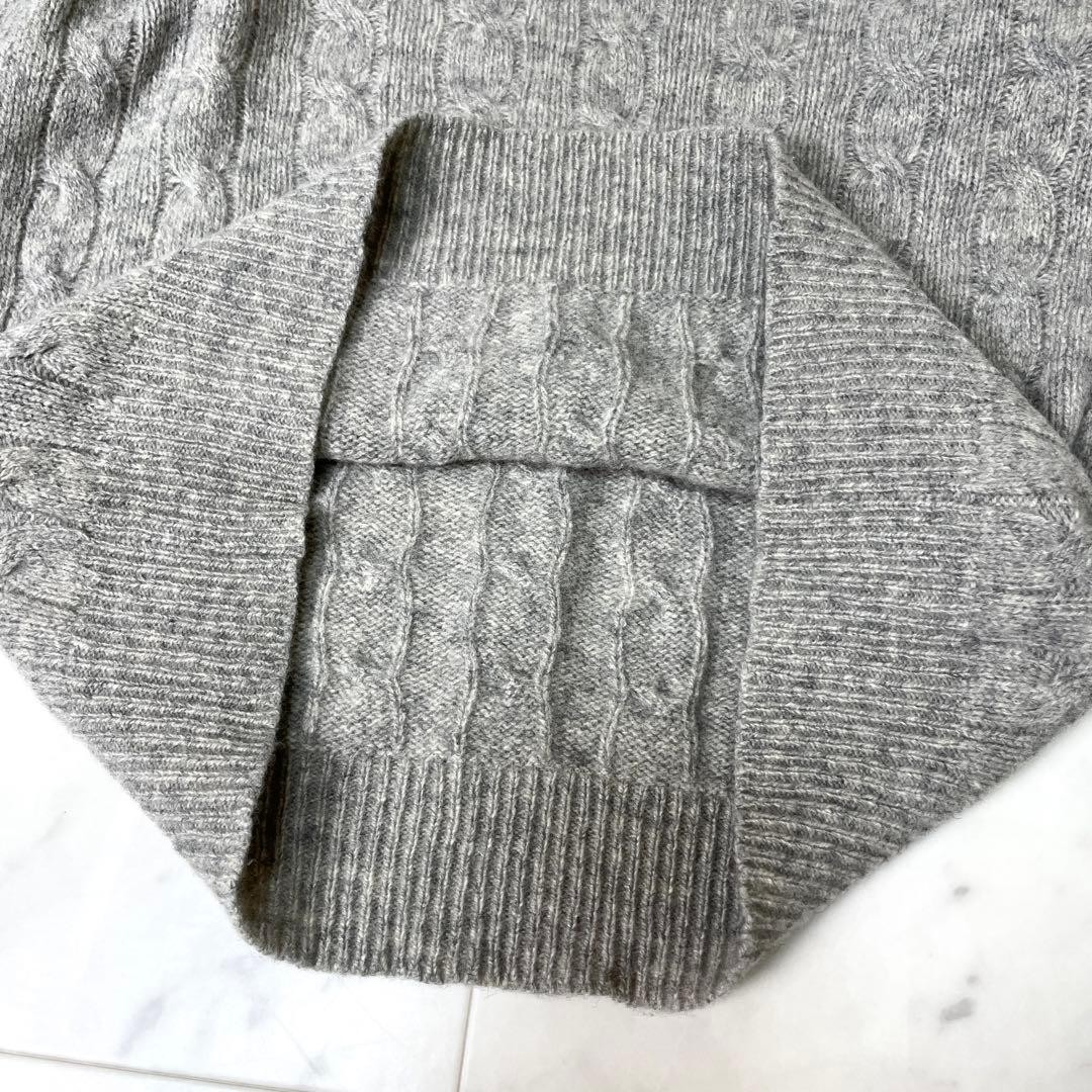 Polo Ralph Lauren CABLE KNIT WOOL CASHMERE V-NECK SWEATER Size S (P) Grey