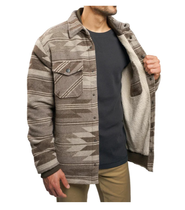 Jachs Men’s Sherpa Lined Wool Blend Shirt Jacket Heavyweight Brown Size M