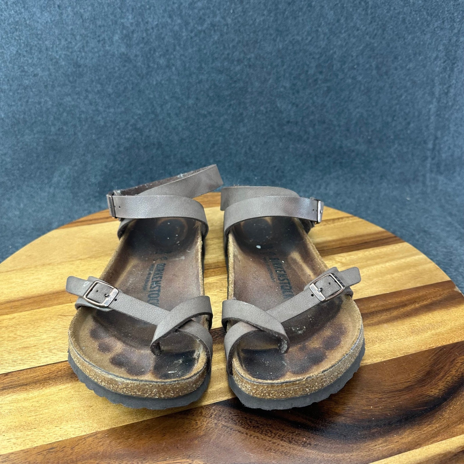 Birkenstock Yara Habana Oiled Leather Sandals Ankle Strap Brown Womens Sz 8-8.5