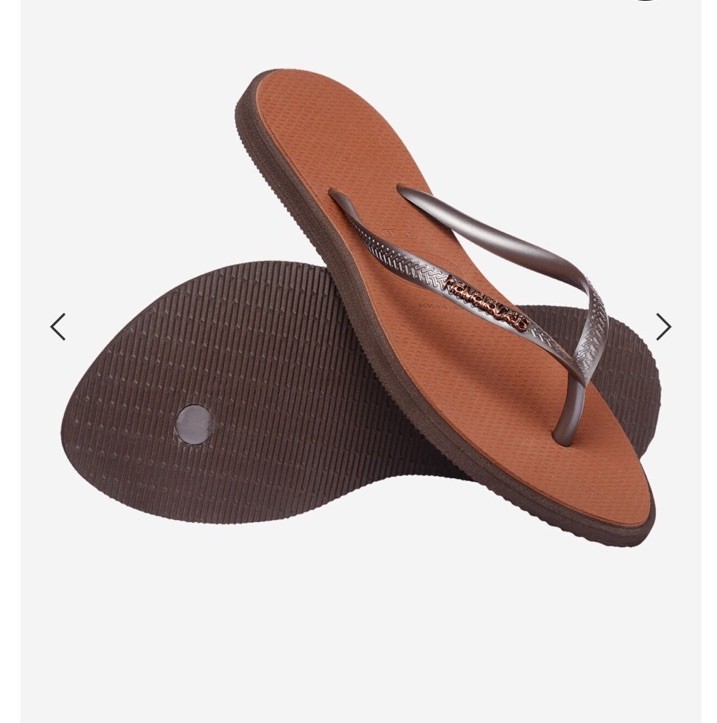 Havaianas Slim Point Flip Flops in Dark Brown. Size 37-38. MSRP $46