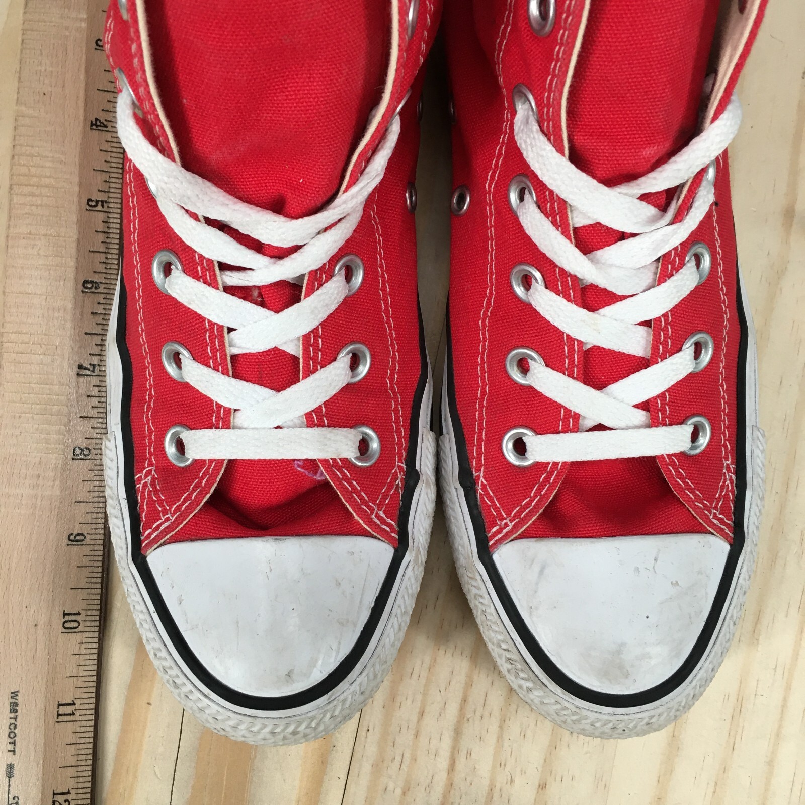 Converge Shoes Womens 8 CTAS Cap Toe Hi Top Sneakers W9621 Red Canvas Lace Up