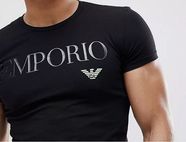 Emporio Armani Black Mens T shirt Glossy print size M*L*XL*XXL*3XL
