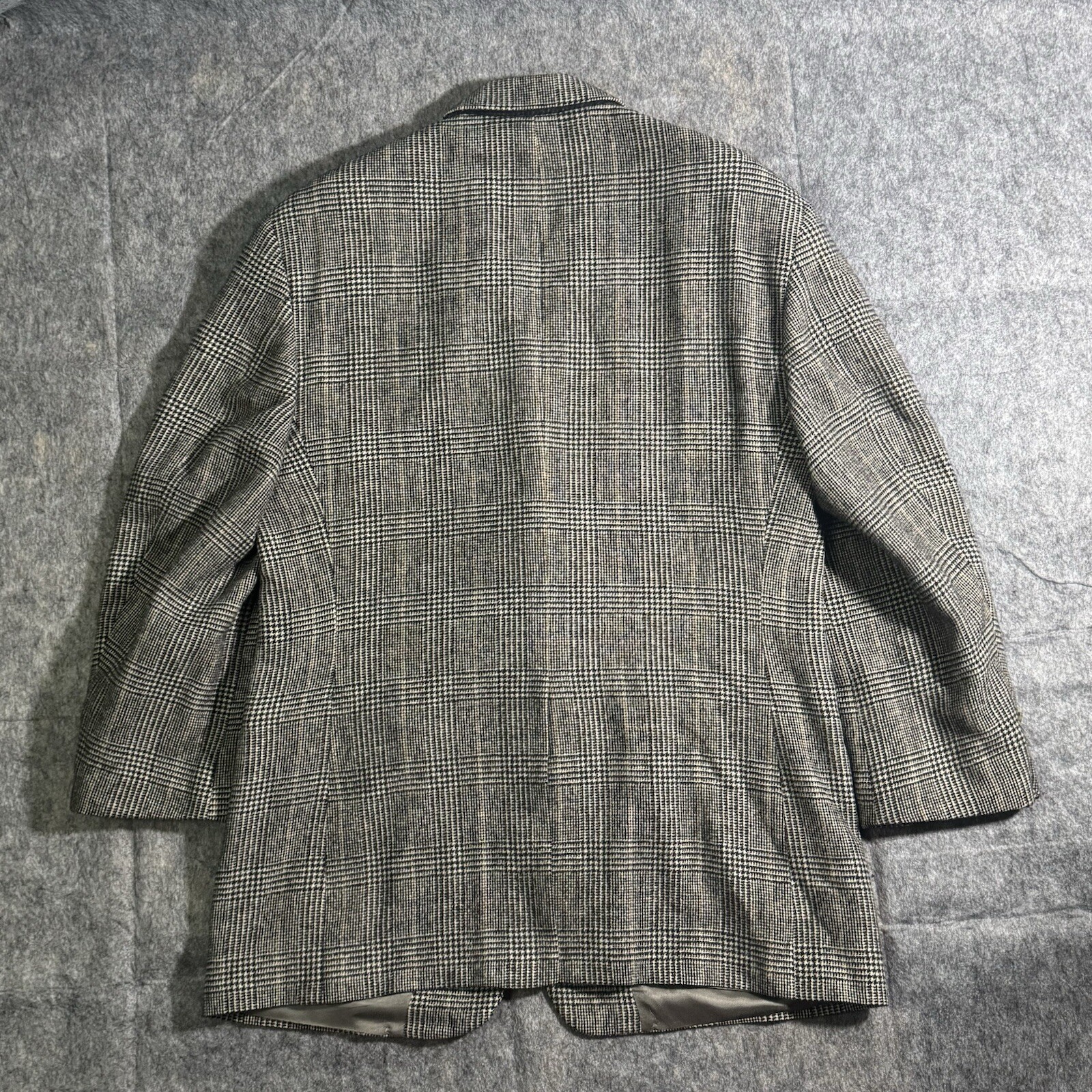 Vintage Brooks Brothers Blazer Mens 43 Regular Gray Houndstooth Plaid Camel Hair