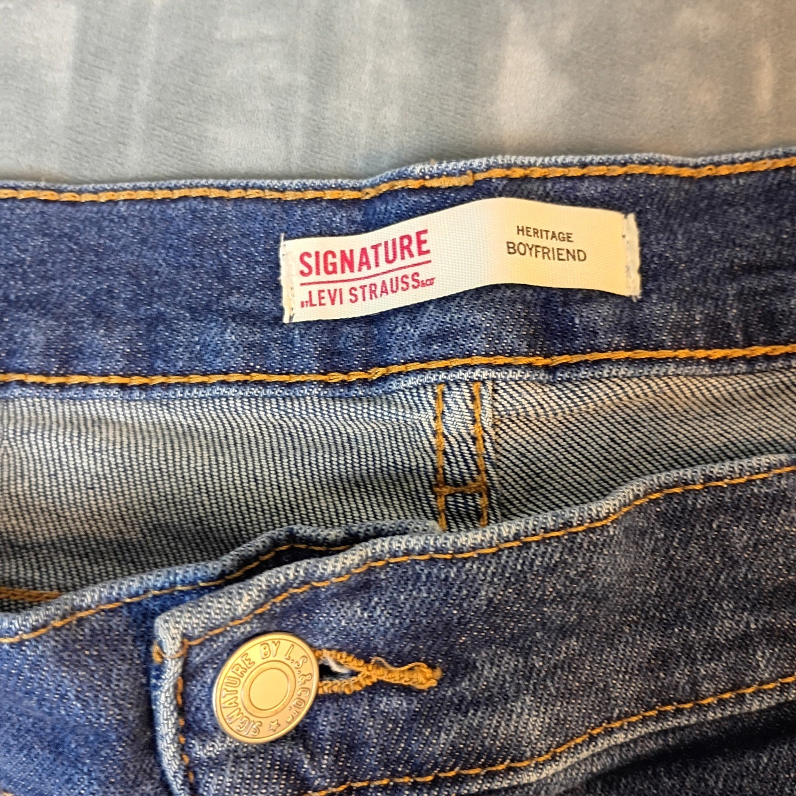 Signature by Levi Strauss Heritage Boyfriend Jeans Medium Wash Cuffed Size20 W35
