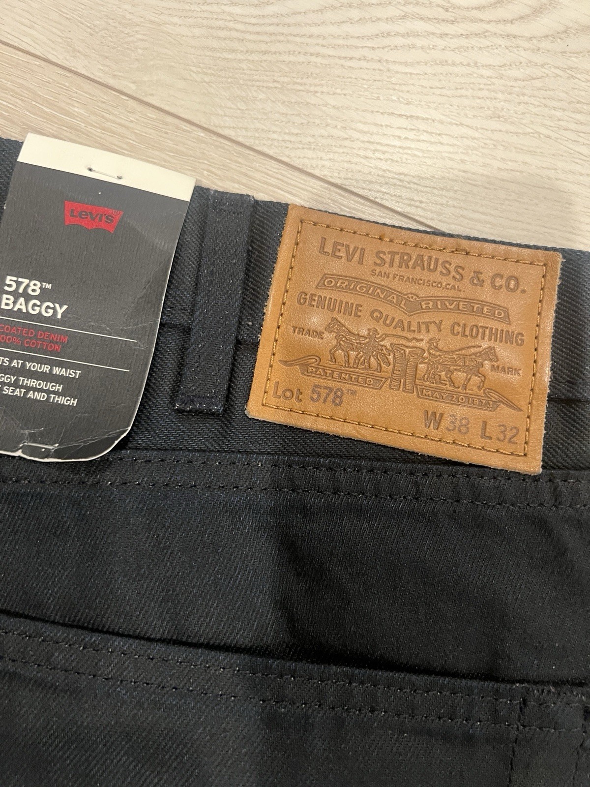 Levi’s 578 Baggy Denim Big E Red Tab Jeans Men’s Size 38 X 32 Black