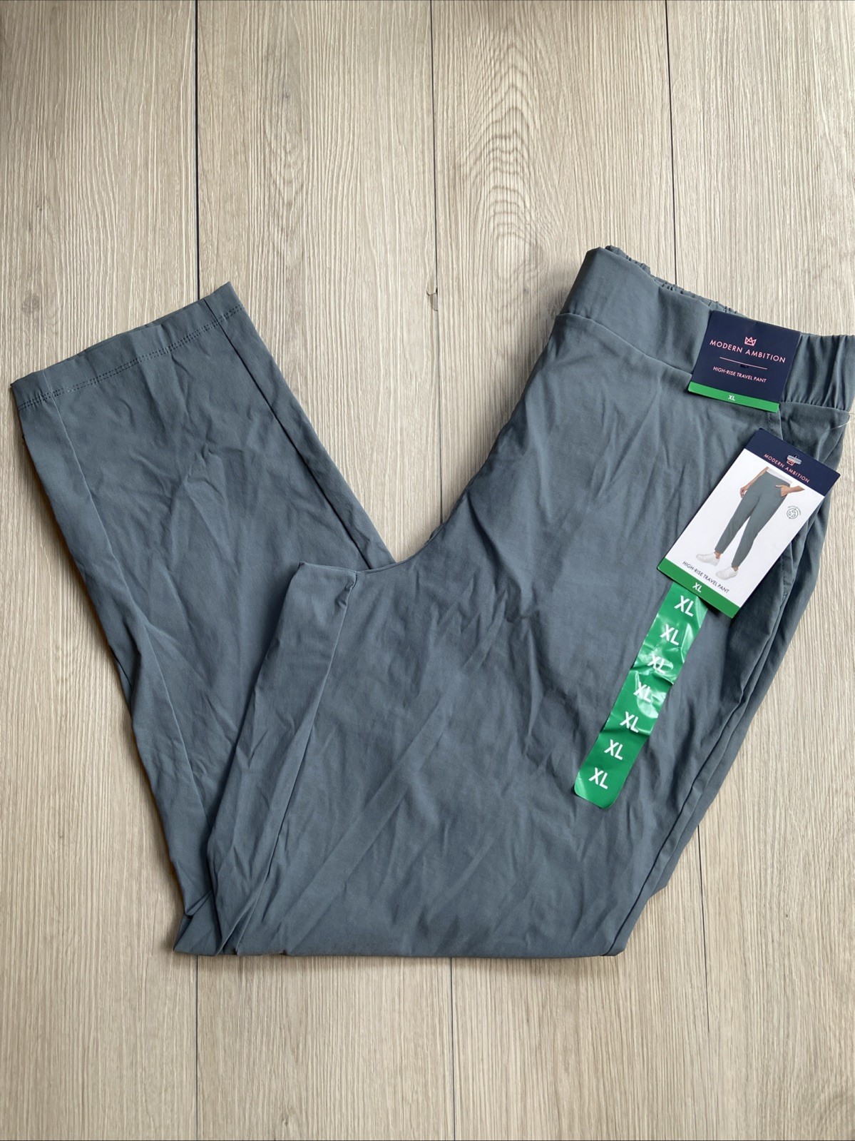 Modern Ambition Womens Woven High Rise Stretch Pant Color Blue Size XL NEW