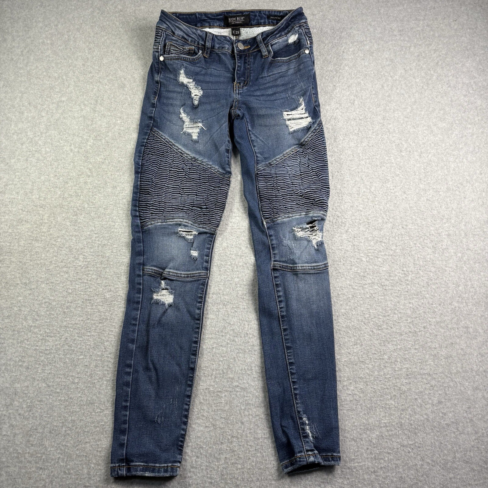 Judy Blue Skinny Fit Jeans Women’s 1/25 Distressed Medium Wash Stretch Denim