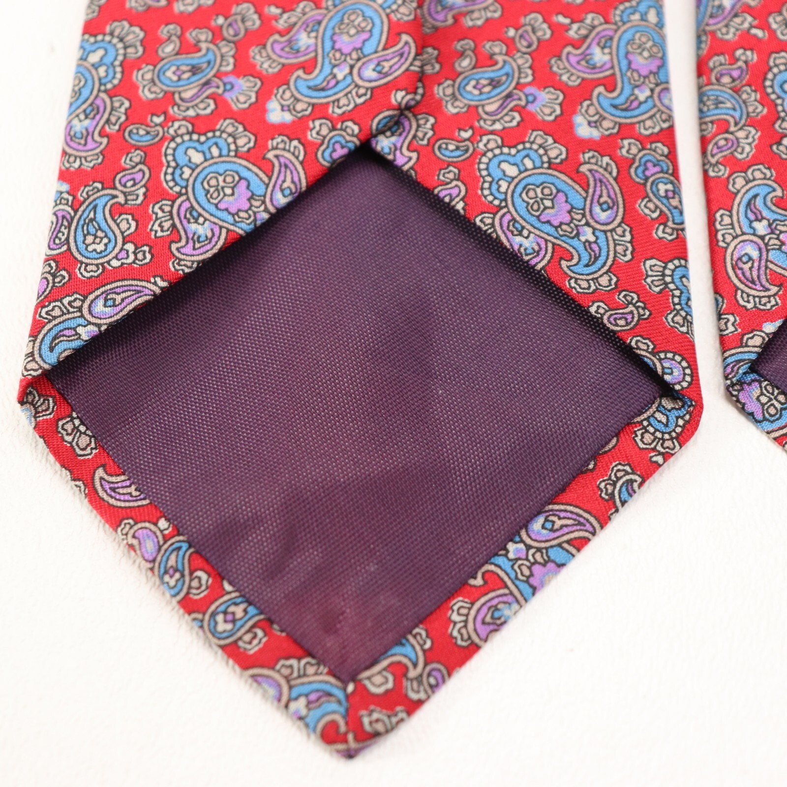 Vintage Evan Piccone Tie Mens 56 in Silk Red Blue Purple Paisley Floral Wide