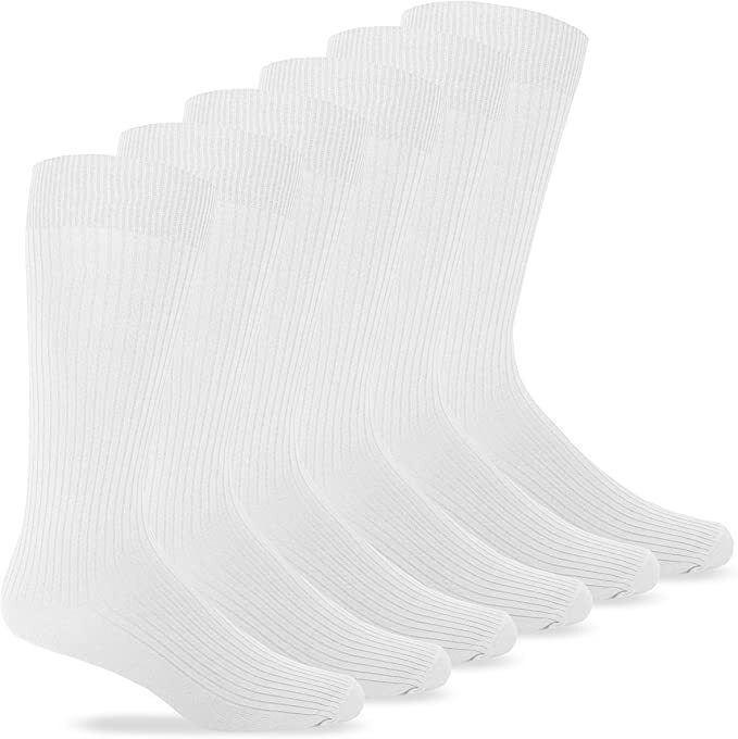 Jefferies White Unisex Microfiber Nylon Rib Dress Socks Sizes 9-11 10-13 13-16