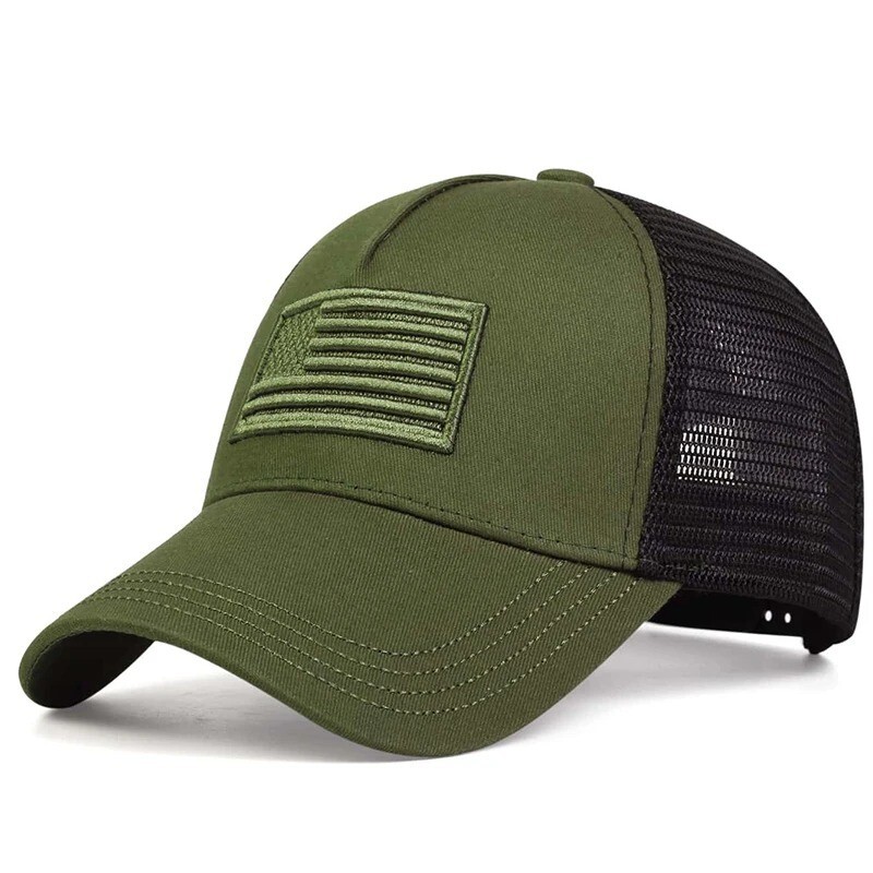 American Flag Embroidery Baseball Net Cap Spring and Summer Outdoor Adjustable