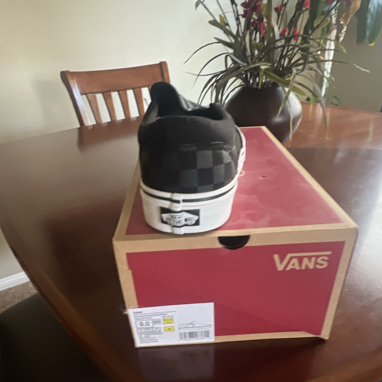 Vans Asher Slip-On Men’s Black Checkerboard Canvas Shoes US 9